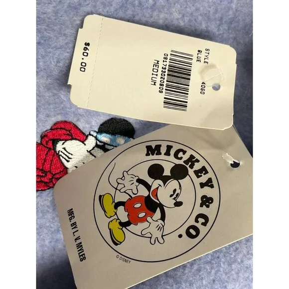 Disney Women’s Blue Minnie Mouse Embroidered Long Loungewear Zippered Sz M - New